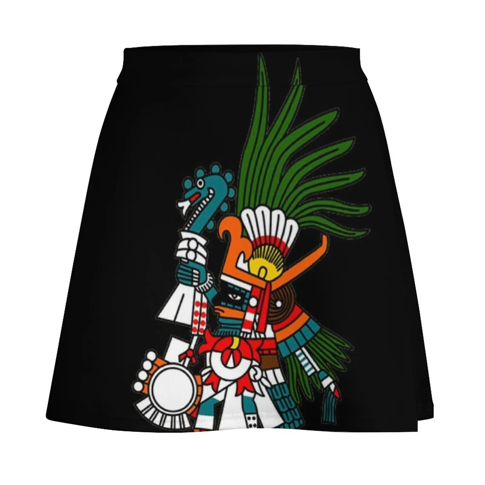 Aztec Art: Huitzilopochtli Mini Skirt Clothing Woman short skirt korean style