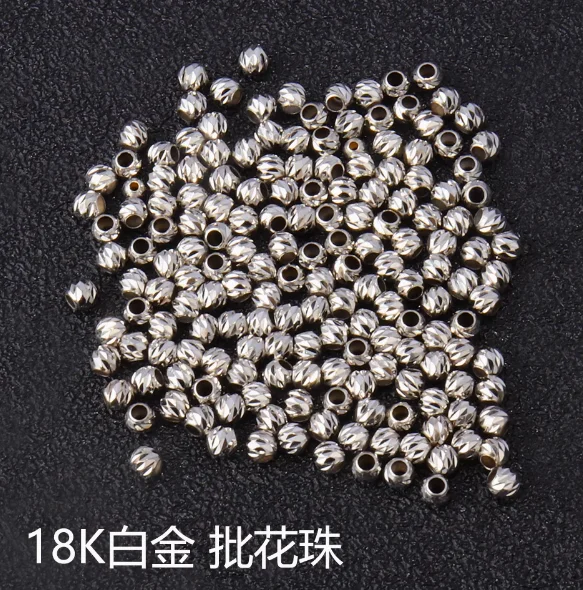 18k gold beads au750 jewelry accessories karat gold balls 2mm rose gold beads white gold beads 3 colors wholesale