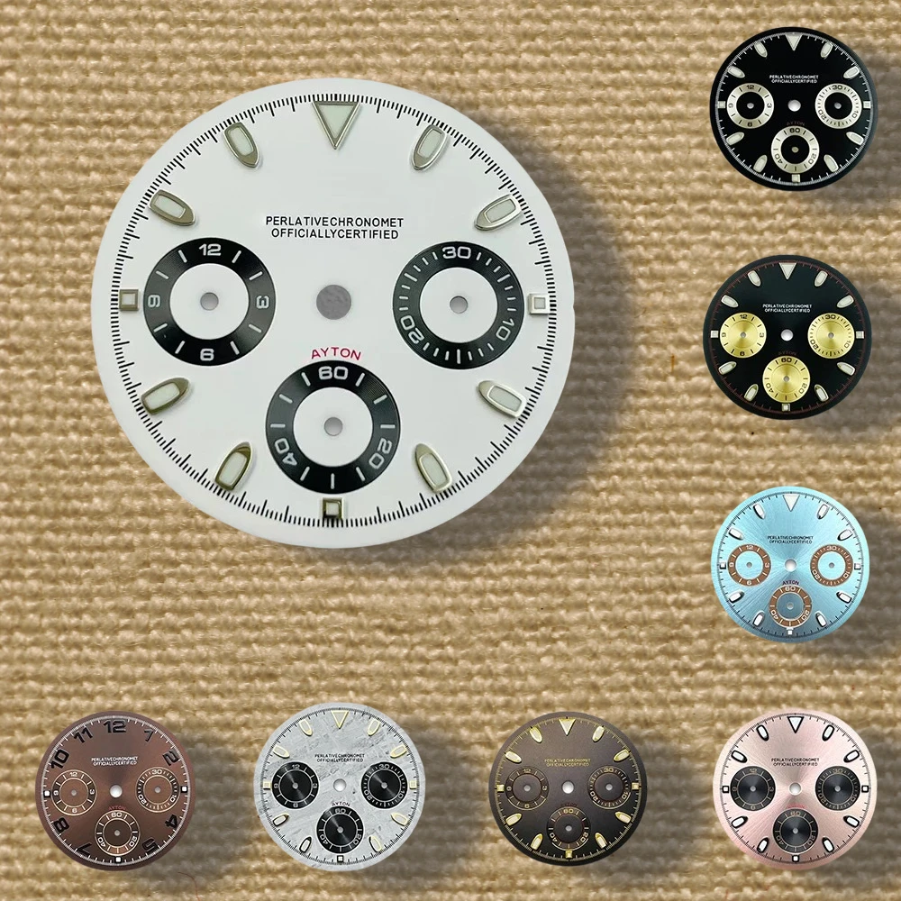 

The highest quality 29.5mm S logo panda dial is suitable for VK63 movement green night light high-quality dial watch modificatio