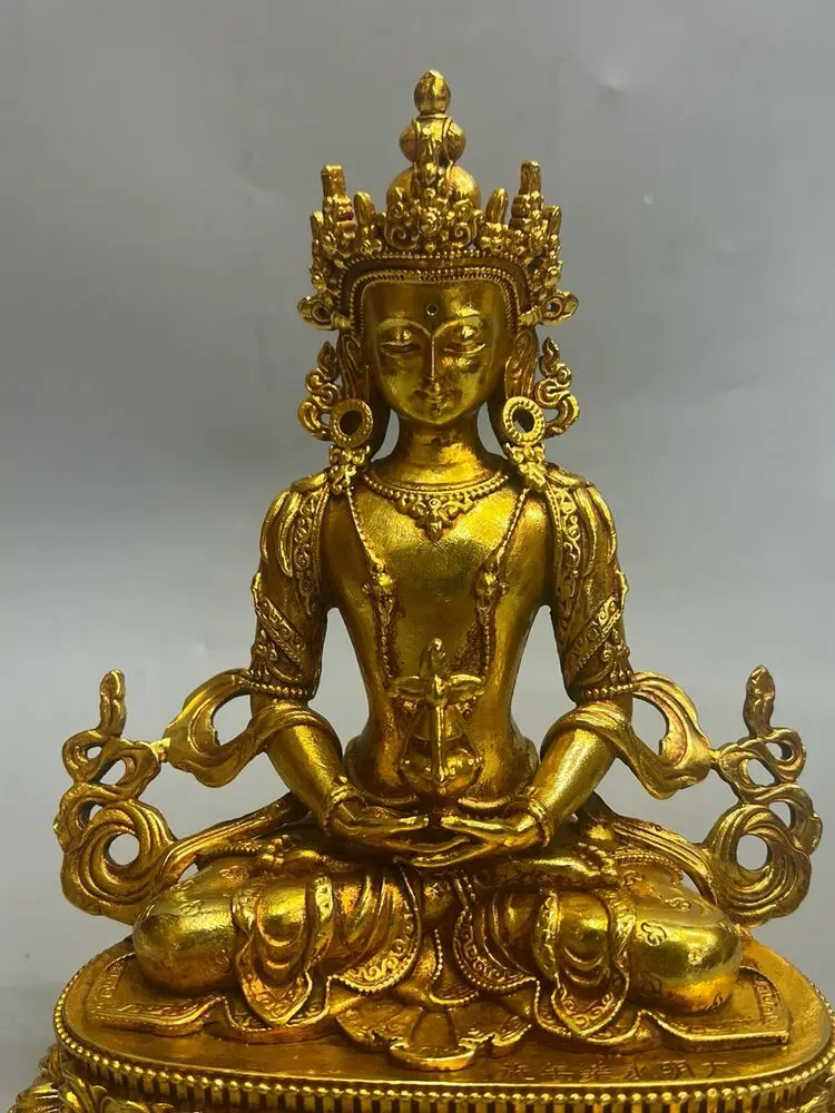 8 inch copper gild tibetan buddhism amitayus Amitabha buddha statue