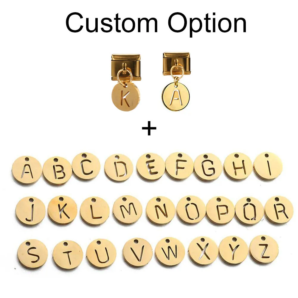 1pc Fashion 2025 New Men Women 26 Letter Charm Italian Links Fit 9mm Bracelet Stainless Steel Jewelry DIY Making