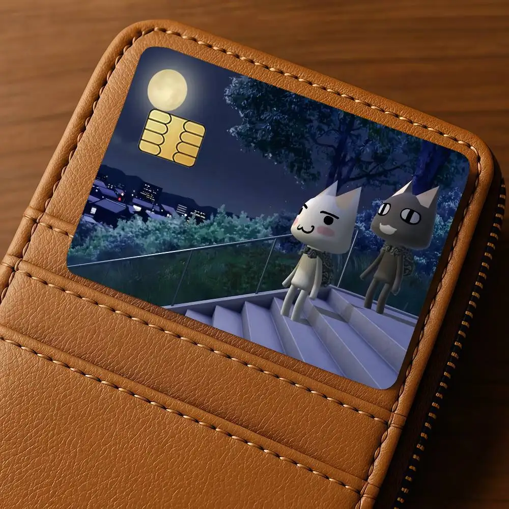 I-Inoue Cute T-ToroS Cat Credit Skin Cover Card Stickers 4PCS Film Bus Pass Front Decoration Bank Debit Waterproof