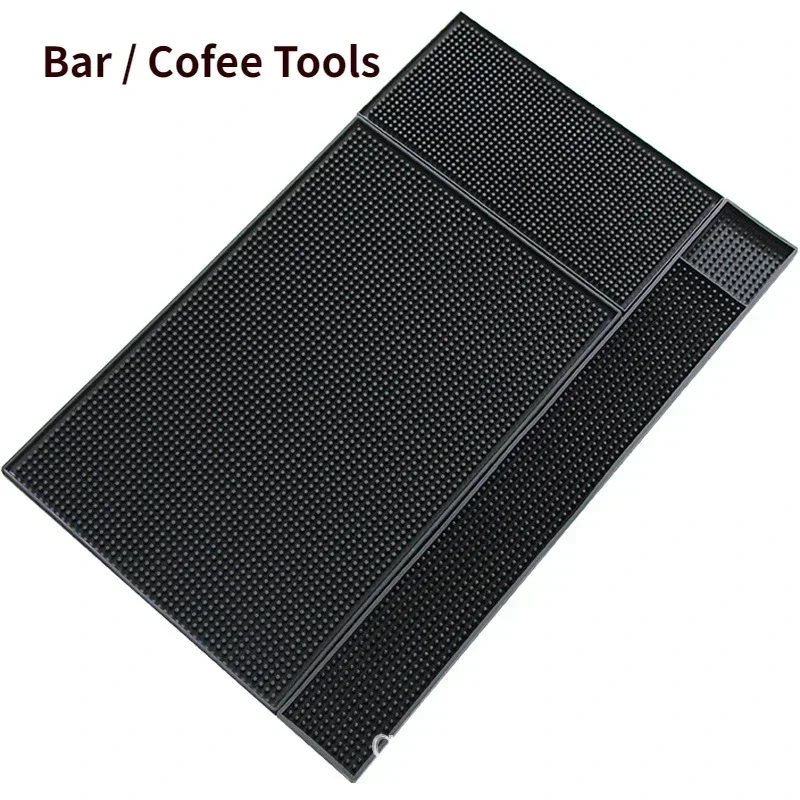 Rubber Bar Mat Coffee Maker Countertop Spill Mats Bar Service Mat Dish Glass Drying Mat for Barista Cocktail Bartender Black