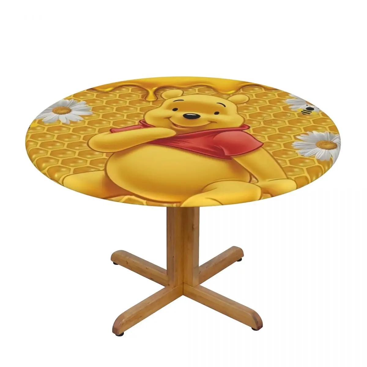 Anime Disney Many Adventures Of Winnie The Pooh Tablecloth Round Elastic Oilproof Cartoon Table Cloth Cover for Kitchen