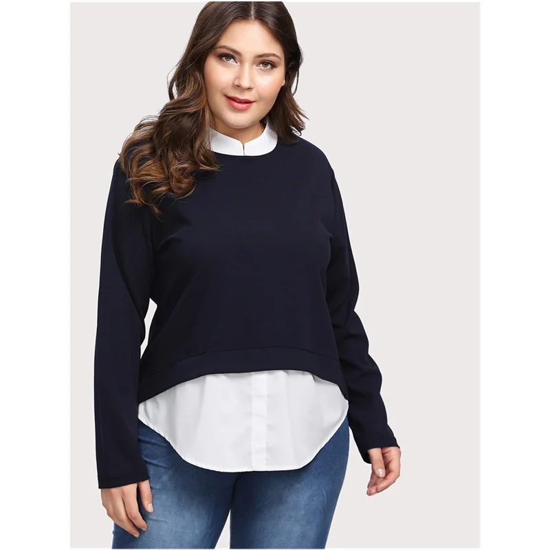 

Casual plus Size Women's Blouse XL5XL Street Sle Long Sve Zipper Loose Fit Ladies irt Tops Fem Faion Spring Colle...