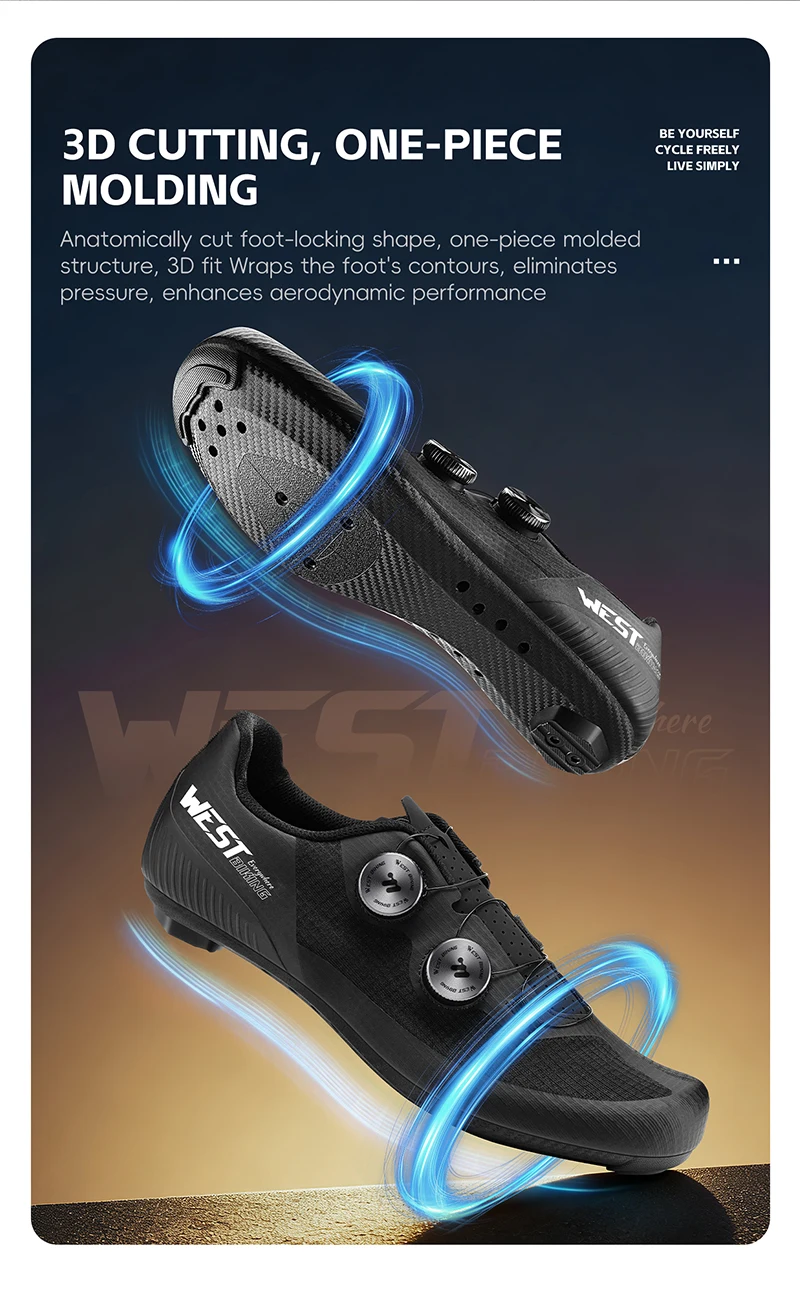 WEST BIKING Herren-Rennradschuhe mit Carbonfaser-Sohle, Dual-Dial-Renn-Sneaker, leichte, atmungsaktive Fahrradschuhe für SPD SL – Detail 13