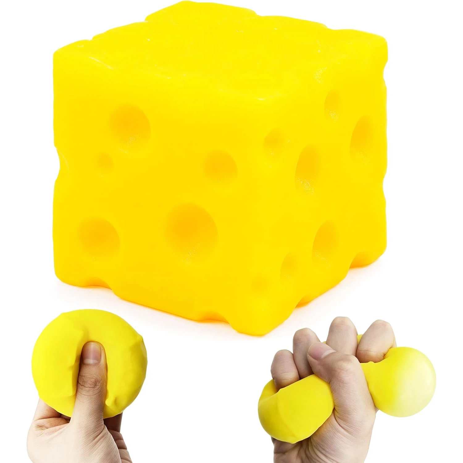 Shapeable Cheese Cube Stress Ball Non Bounce Soft Squeeze Fidget Toy ASMR Sensory Anti Anxiety Hand Toy For Kids Teens Boys