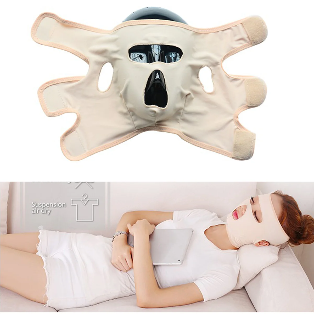 Maschera snellente per il viso Masseter elastico traspirante completamente sottile Cintura di serraggio per doppio mento Taglia L per scolpire il viso