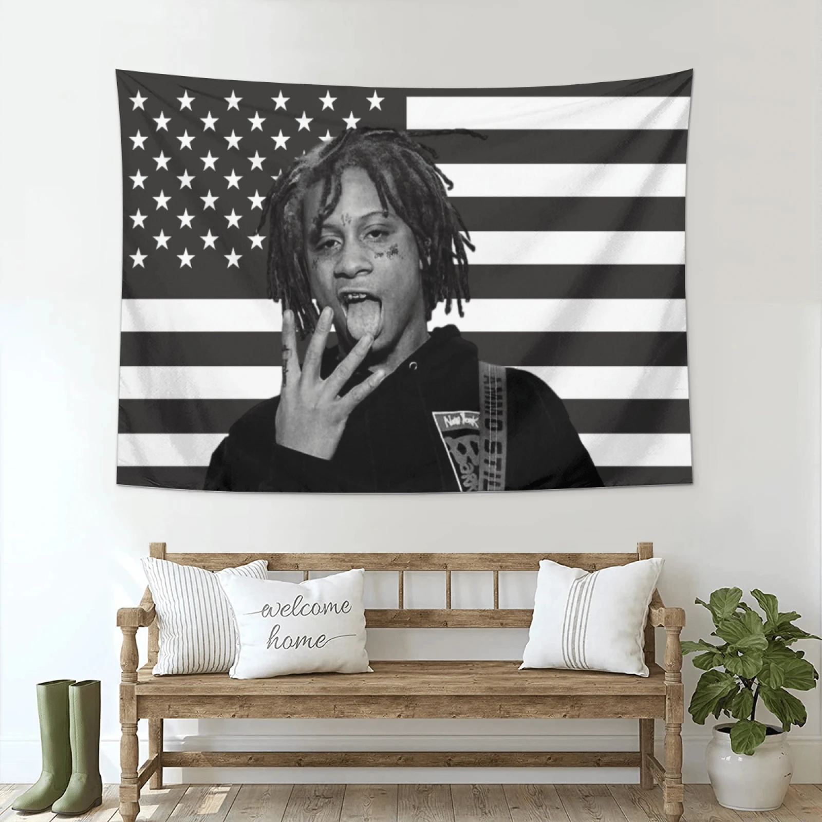 1pc Hip Hop Artist Trippies Redd Decorates Tapestry,Suitable For Horizontal Wall Hanging In Bedroom, Dormitory