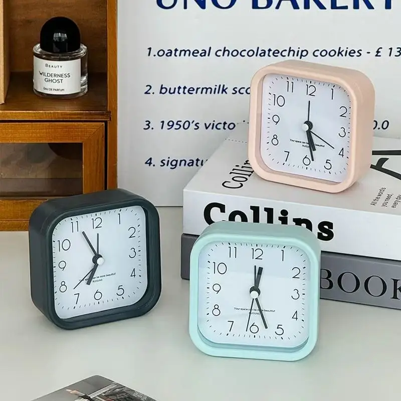 modern simple square small alarm clock suitable for student children boys girls bedroom study household clock easy to read accur