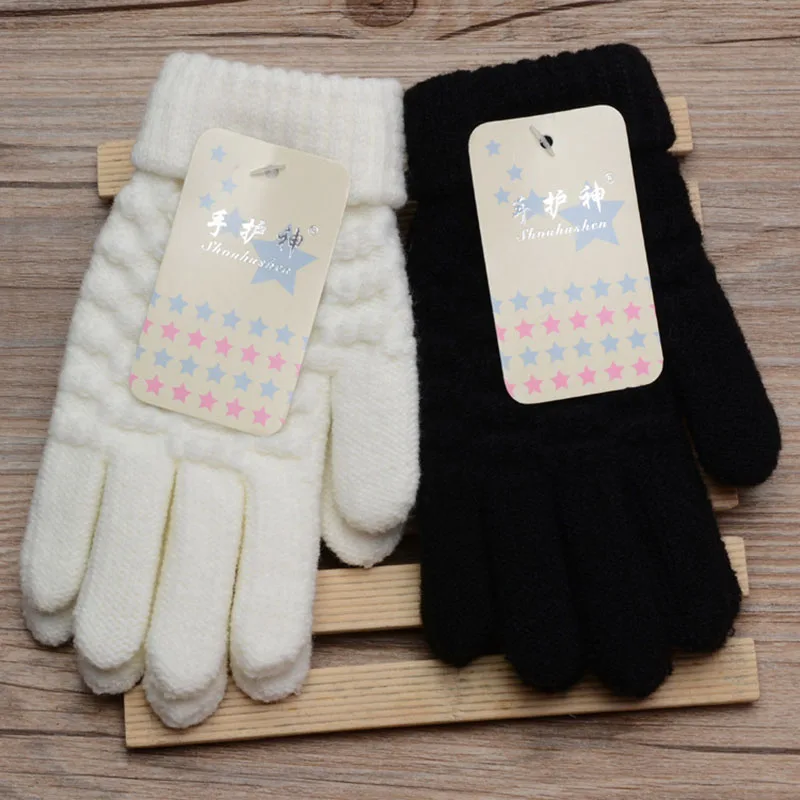 Guantes gruesos de punto para niños, manoplas elásticas cálidas para niños, Guantes sólidos para niños y niñas, Guantes de dedo dividido, moda nueva, Invierno