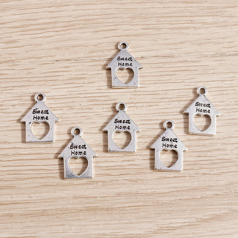 Tusember 50 Stück 12*17mm Legierung Herzanhänger „Sweet Home“ für Halsketten, Ohrringe, Damen, Mädchen, Mode-Schmuckherstellung, DIY – Detail 5