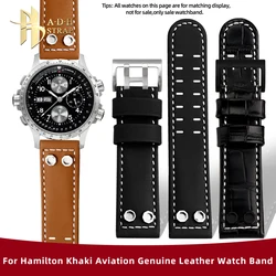 Vintage Rivet GenuineLeather Watch Strap For  Hamilton Khaki Aviation H77616533/H77796535/H77696793 Cowide Band 22 24mm Bracelet