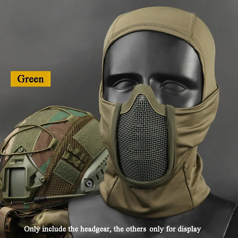 Tactical bullet Balaclava hat, outdoor protective mask helmet, combat half face steel mesh mask