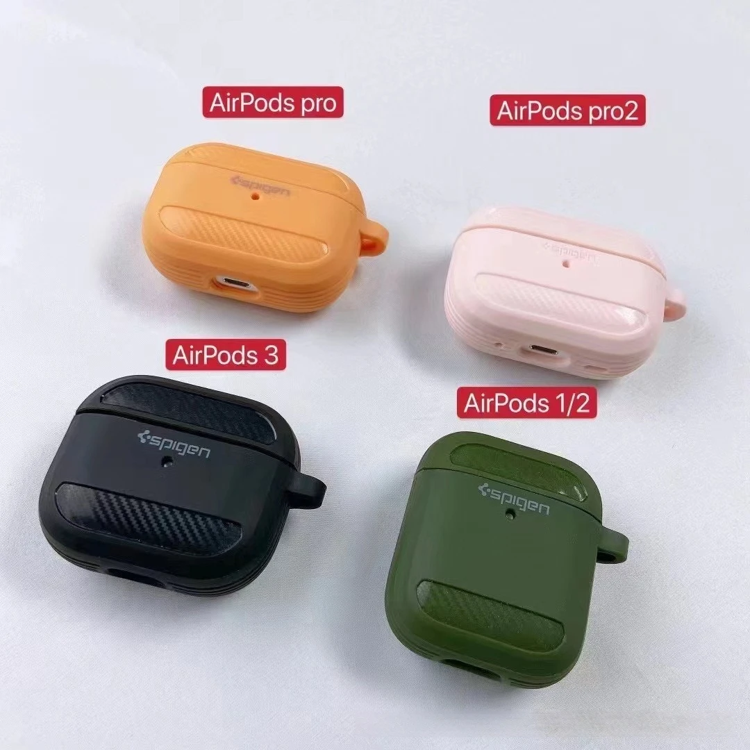 Etui na słuchawki Spigen z włókna węglowego do AirPods 1/2 3 Pro 2, dzielone etui TPU chroniące przed upadkiem i chroniące słuchawki. — zdjęcie produktu 3