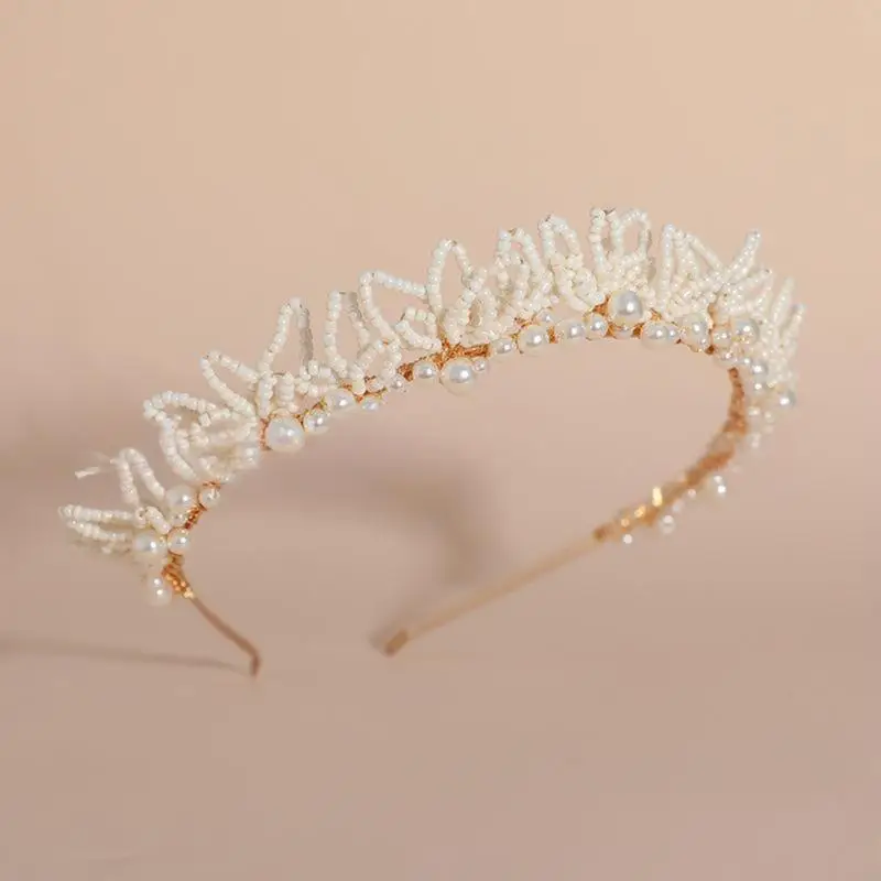 270D 가짜 진주 장식 결혼식을위한 바로크 헤어 밴드 갈라 사진 촬영 경량 머리띠 실용적인 헤어 피스
