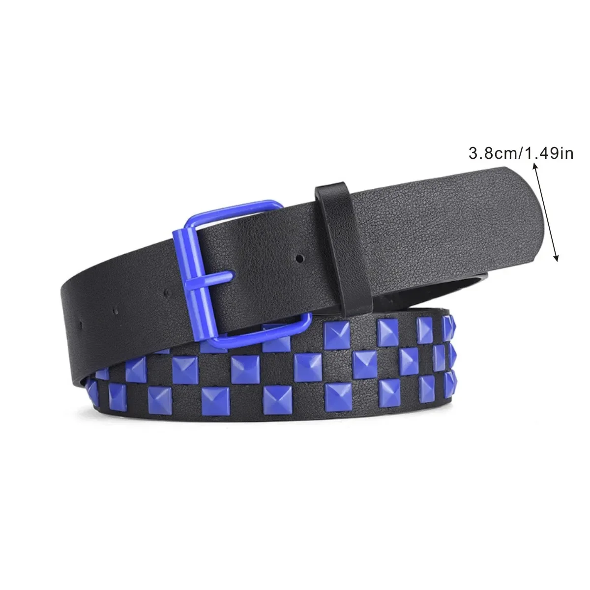 2024 latest male and female rivet pyramid punk personality hip-hop ins wind wide leather belt