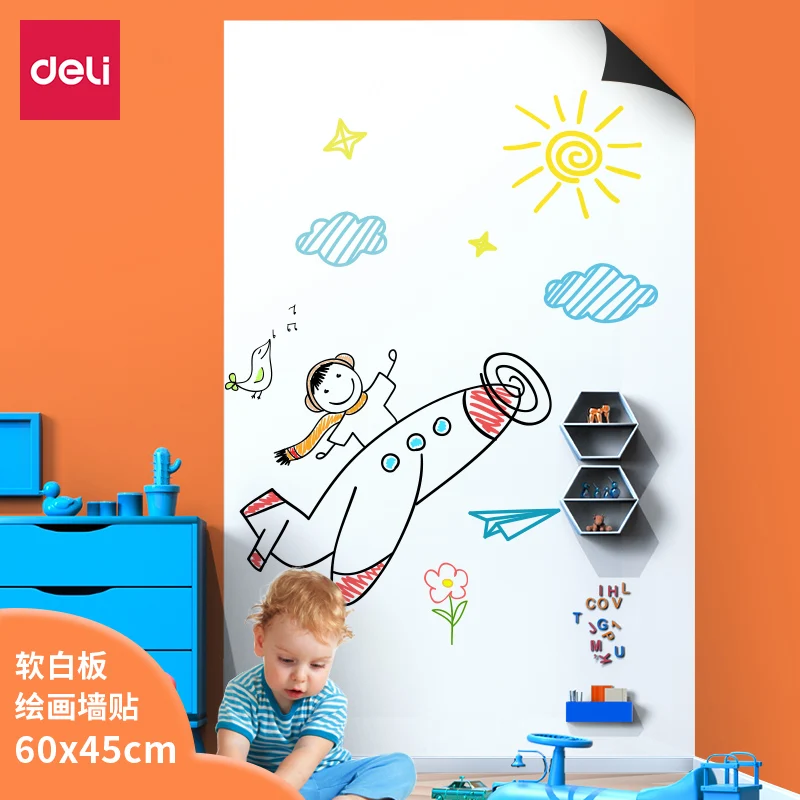 Deli 8715 magnetic soft whiteboard sticker soft iron white board sticker wall sticker office house writing whiteboard