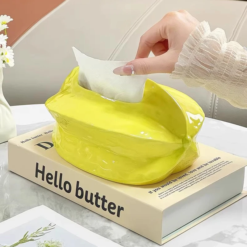 

Star Fruit Tissue Box Ceramics Luxury Living Room Decoration Boxes Modern Table Accessories Tissue Box Creative Design Boxes