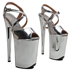 Leecabe 23CM / 9inches Shiny PU Upper Trend fashion Platform High Heels slipper Sandals Pole Dance shoes