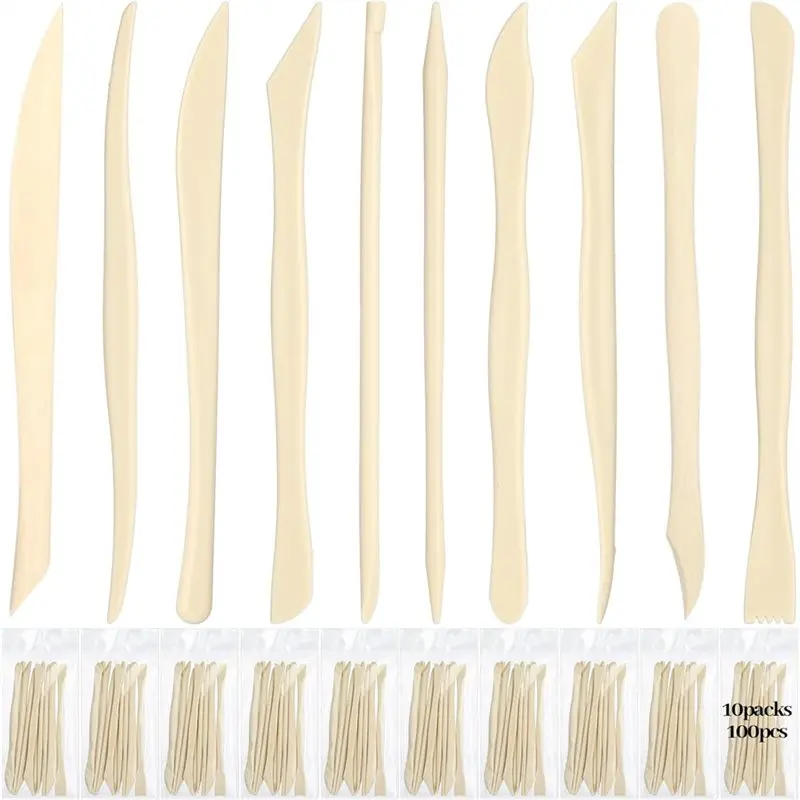 

【ORNAMENT】Clay Sculpting Tools 10 Set 100 Pcs For Pottery For Carving Ceramics Plastilina Molding Embossing 10 Different Shapes