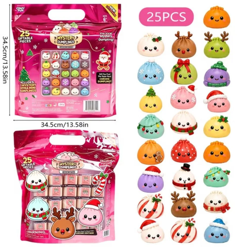 Soft Cute Mini Dumplings Squishy Halloween Christmas Squishy Crystal Bun Pinch With Steamer Fidget Sensory Toy Children Gift