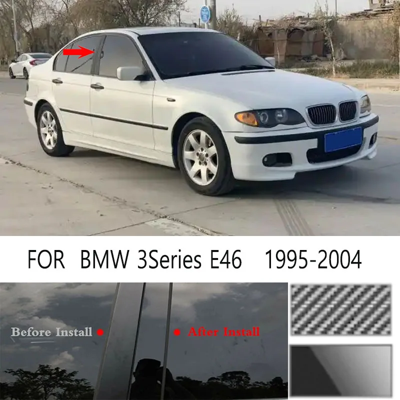 

For BMW 3Series E46 1995-2004 Glossy Black Window Door Column B C Pillar Post Cover Trim Auto Sticker Styling