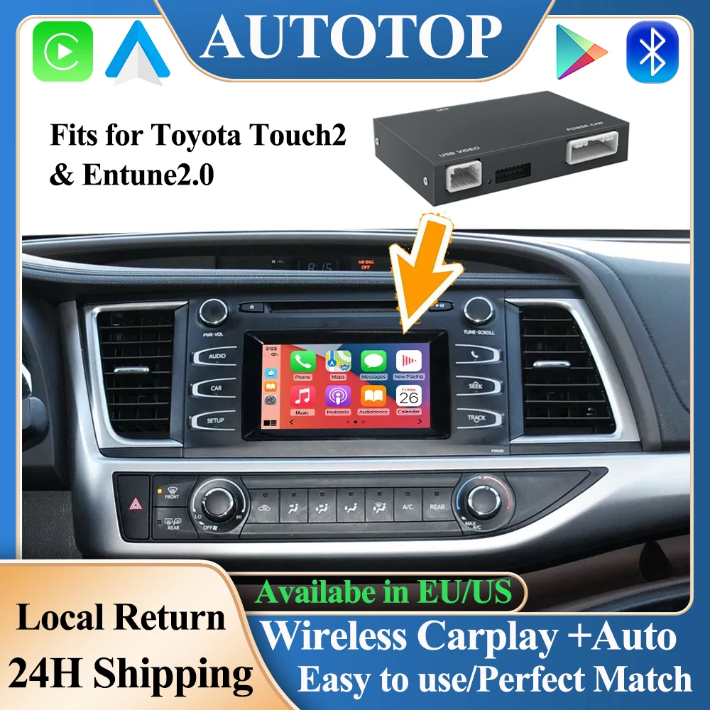 Autotop Wireless CarPlay & Android Auto Receiver Smart Box For Toyota Touch2 & Entune2.0 Tundra Highlander RAV4 Yaris USB BT