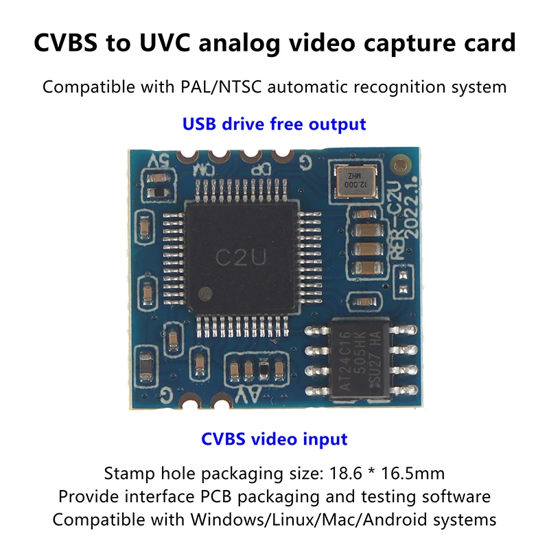 1Pc Analog AV Video To Digital USB Camera Module CVBS To USB Chip For UVC Drive-free Board Accessories. view 3