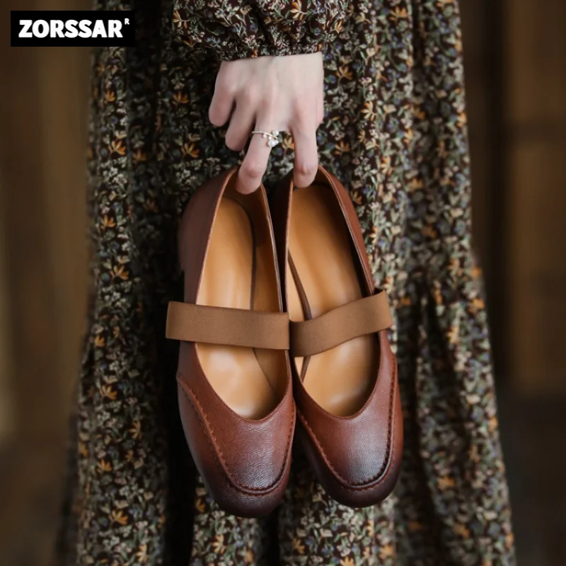 

2024 New Women Flats Single Shoe Leisure Fashion Round Toe Shallow Mary Jane Shoes Soft Sole Casual Ballet Shoes Slingback Shoes