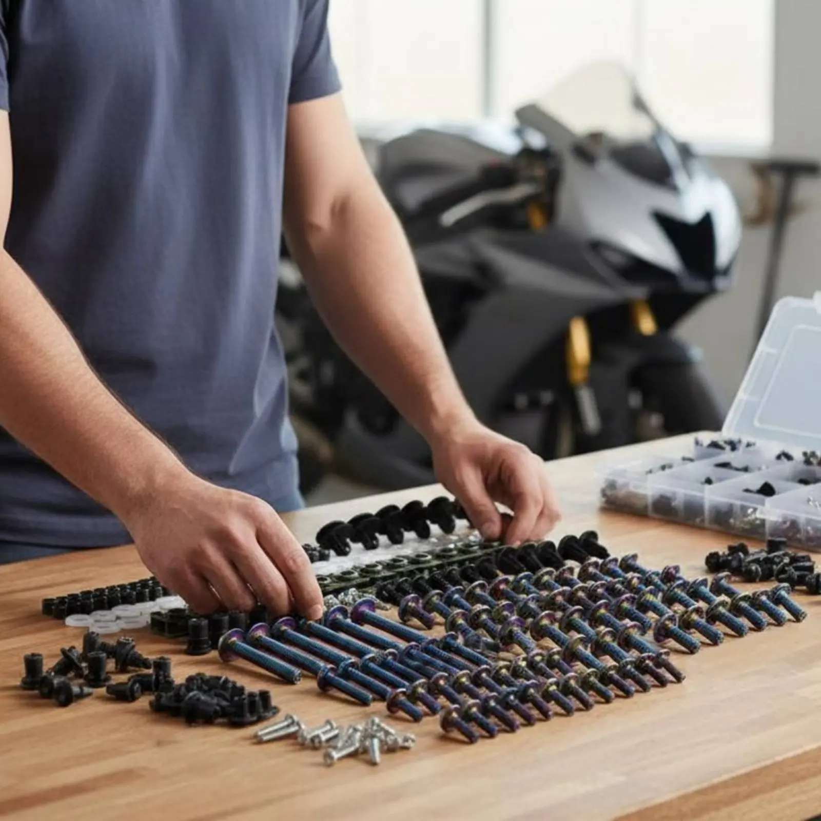 

Набор из 195 цветных анодированных болтов для мотоцикла, универсальный комплект винтов для обтекателей спортбайка, для трековых дней