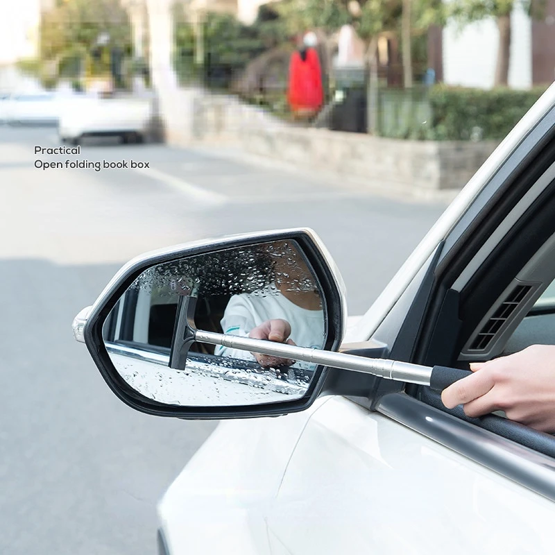 Retractable portable rearview mirror wiper car rearview mirror wiper strip decontamination and water mist rearview mirror