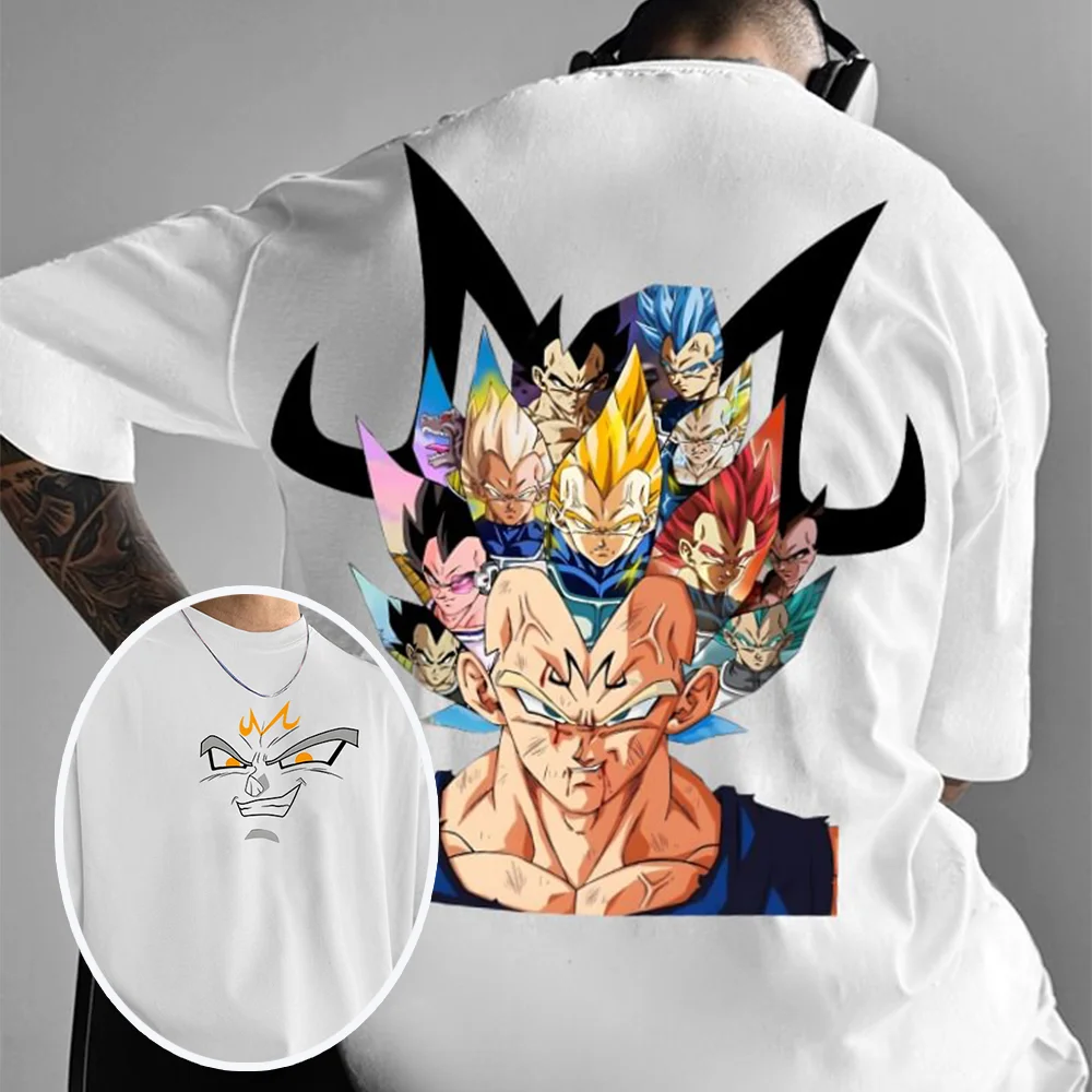 2026 Neues Dragon Ball Vegeta Alle Formen Anime-Print T-Shirt Herren Oversized Lässige Oberteile Weiche Atmungsaktive Paar-Kleidung für Frauen Männer