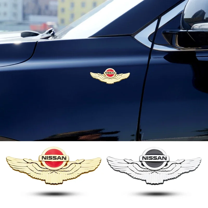 3D Metal Car Wings Badge Sticker Emblem for Nissan Nismo Sylphy Qashaqai Juke Leaf Note Titan Altima Xterra Sentra Decoration