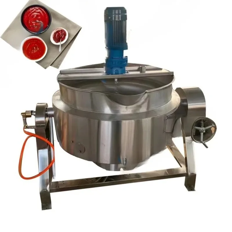 Industrial Fruit Orange Jam Cooking Pot Chili Sauce Jacketed Kettle With Mixer