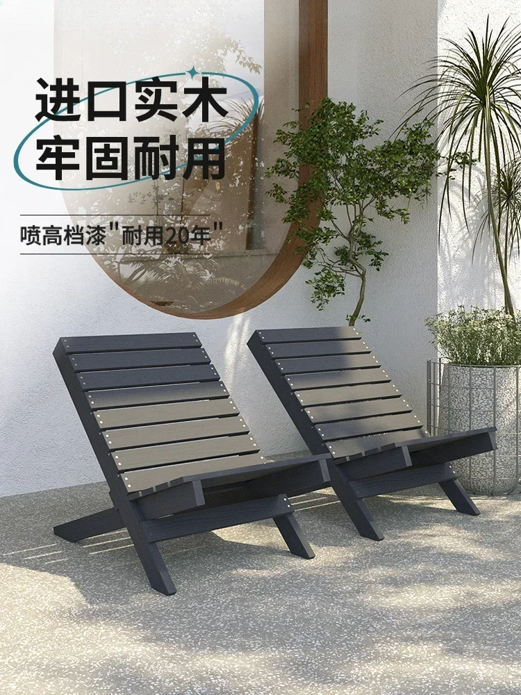 

-Lounge chair folding outdoor simple solid wood terrace portable outdoor small home balcony leisure beach