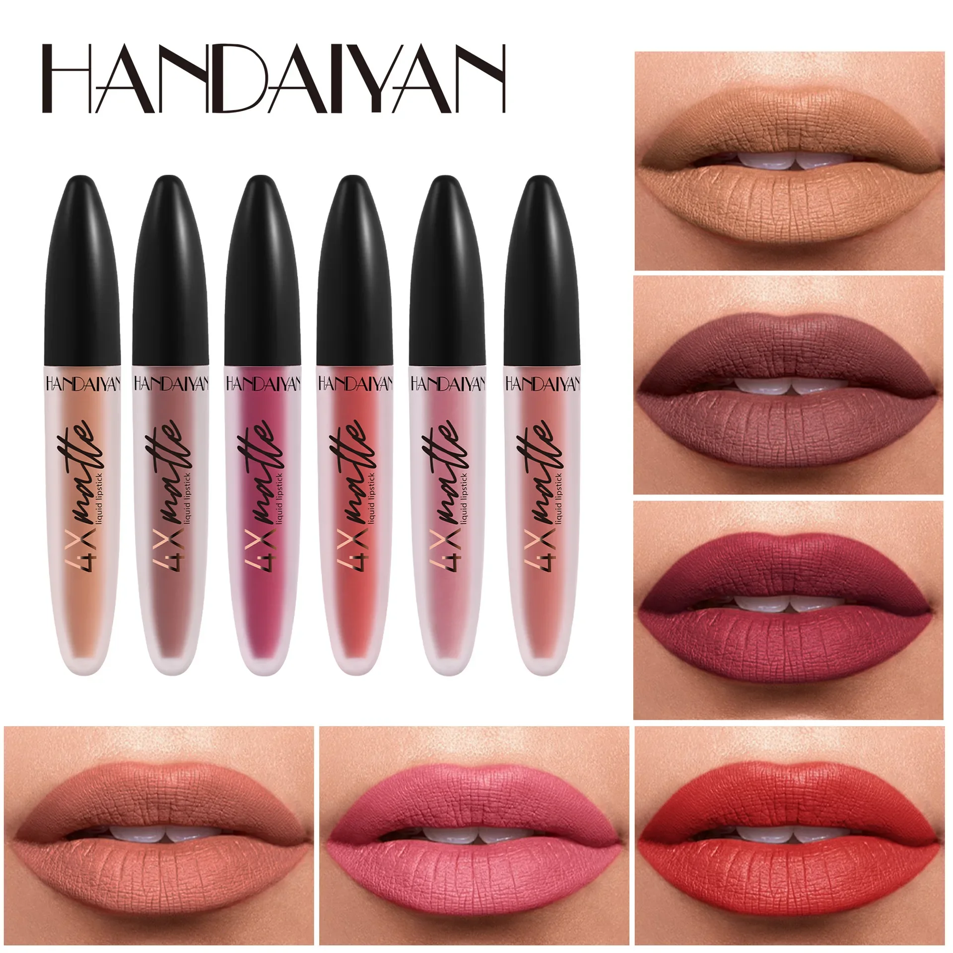 HANDAIYAN 12 Shade Liquid Lipstick Nature Matte Finish Hydrating Waterproof Long-wearing Anti-smudge Rich Color Comfortable Wear