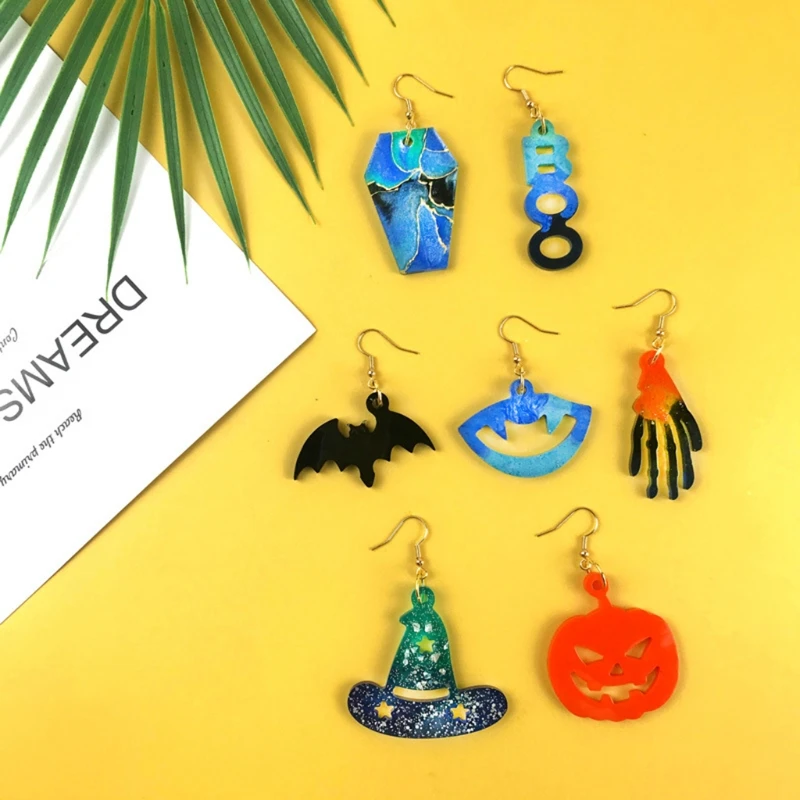 Y1UB Halloween Pumpkin Earrings Silicone Mold is Suitable for Resin Epoxy Resin Diy Craft Pendant Earrings Jewelry Making