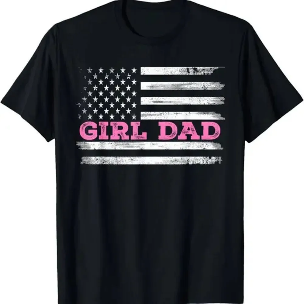 100% Cotton Casual T-Shirt Girl Dad Father'S Day Dad Daughter, Dad Of Girls Outnumbered T-Shirt Adult Men'S Loose And Comfortable Cotton Graphic Graphic Tees Golf Gift T-Shirt For Men And Women