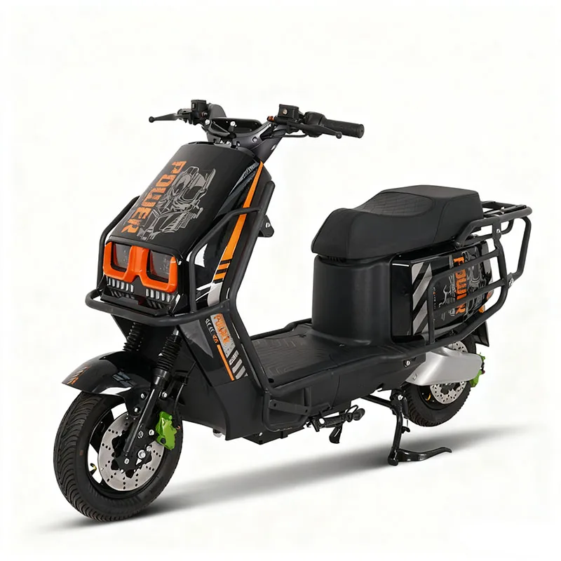 72V 1000W/1200W Rugged Off-Road Electric Motorcycle Dual Headlight Moped Scooter with Crash Bar