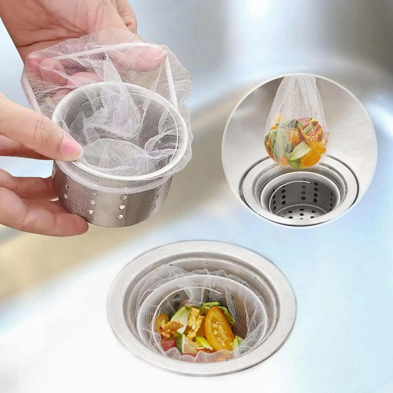 30-100Pcs Disposable Kitchen Sink Filter Mesh Sewer Garbage Filter Meal Residue Pool Mesh Bag Drainage Screen Sink Garbage Net