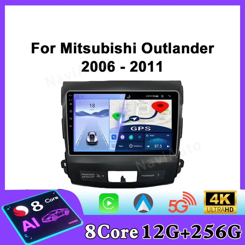 For Mitsubishi Outlander 2006-2011 Peugeot 4007 Citroen C-Crosser Android Car Radio Multimedia Player Carplay Screen Auto Stereo