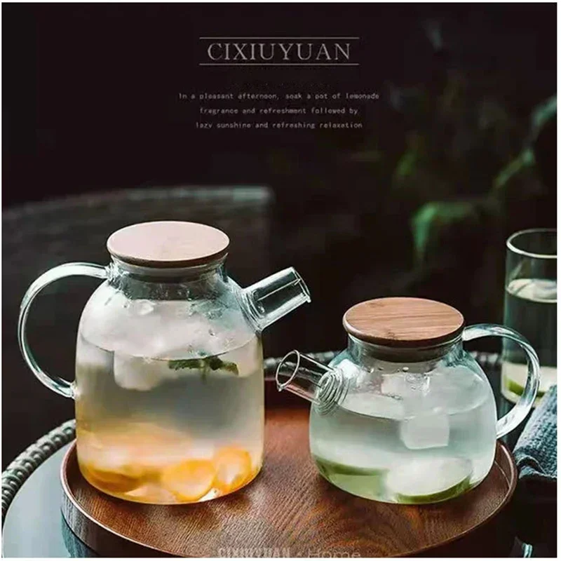 1L/1.6L Transparent Borosilicate Glass Teapot Heat-Resistant Large Tea Pot Flower Tea Set Puer Kettle Coffee Pot Home Water Jug