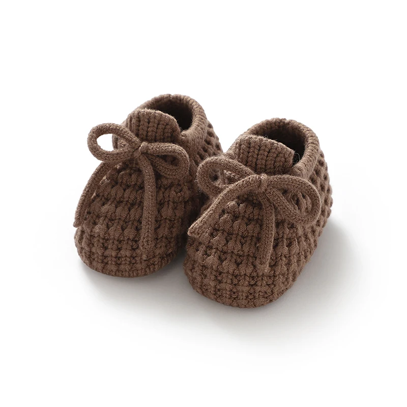 New Solid Baby Booties Knitted Infant Boys Girls Non-Slip Warm Crib First Walkers Soft Soled Toddler Prewalker Shoes Breathable