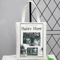 Malice Mizer-bolsa de compras de algodón, bolso de reciclaje, bolsas de lona ecológica, bolso de mano personalizado