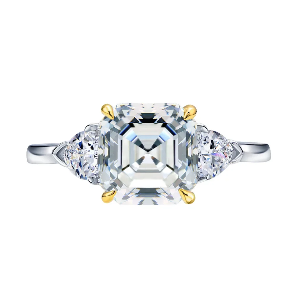 

8x8mm Asscher Cut 2.5CT Moissanite Ring, S925 Sterling Silver, Light Luxury Fine Jewelry for Women