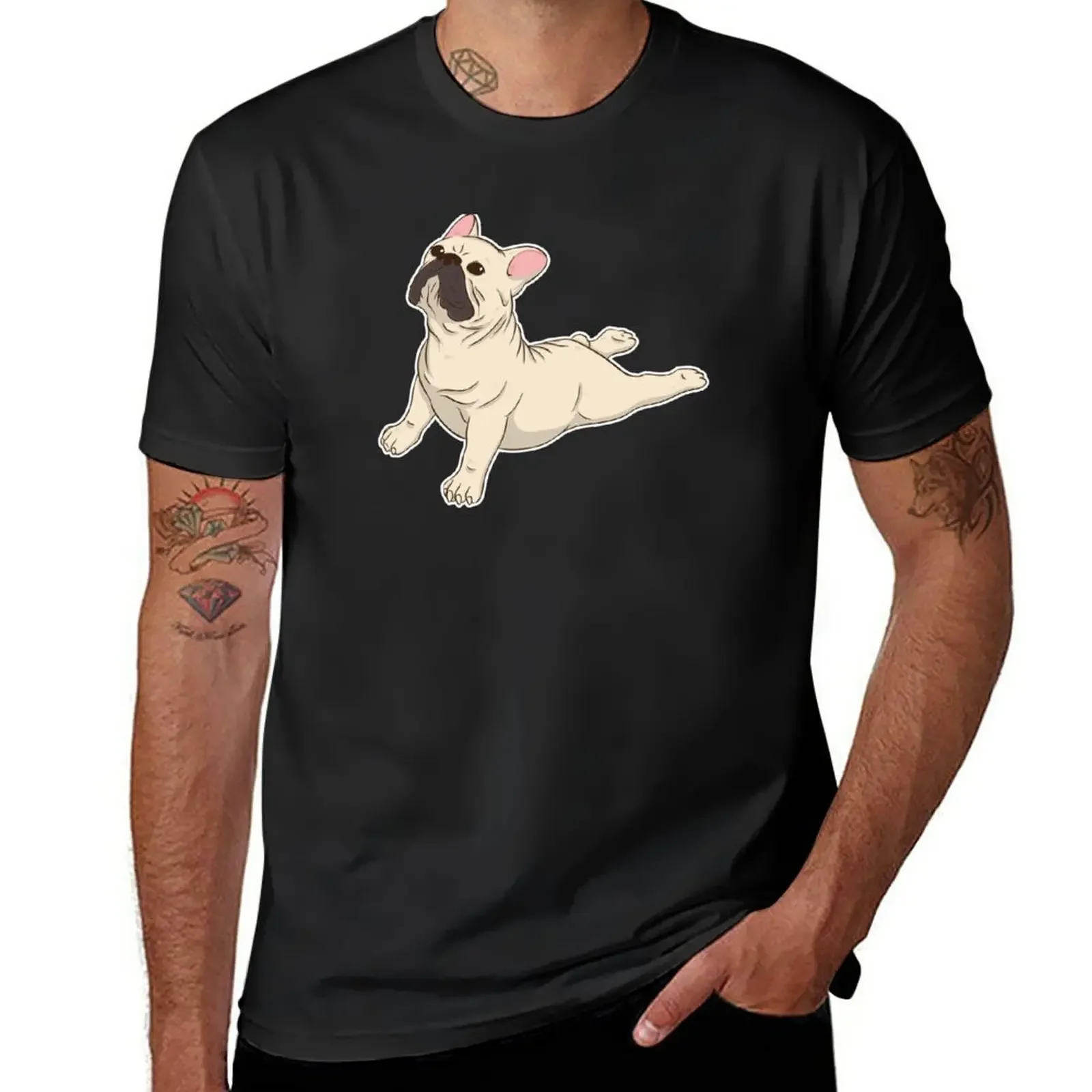 French Bulldog Yoga T-Shirt customs design your own quick-drying for a boy mens clothing