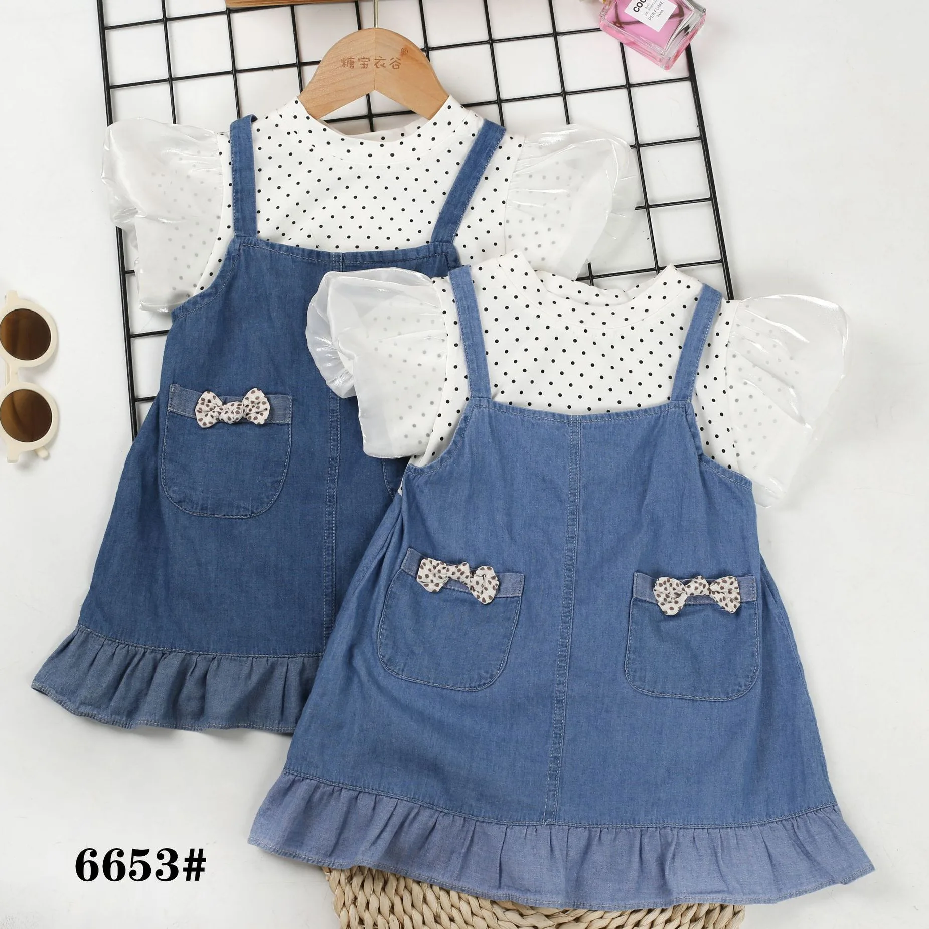 Girls dress 2025 new summer baby fake two-piece children's Korean version of foreign style princess clothes