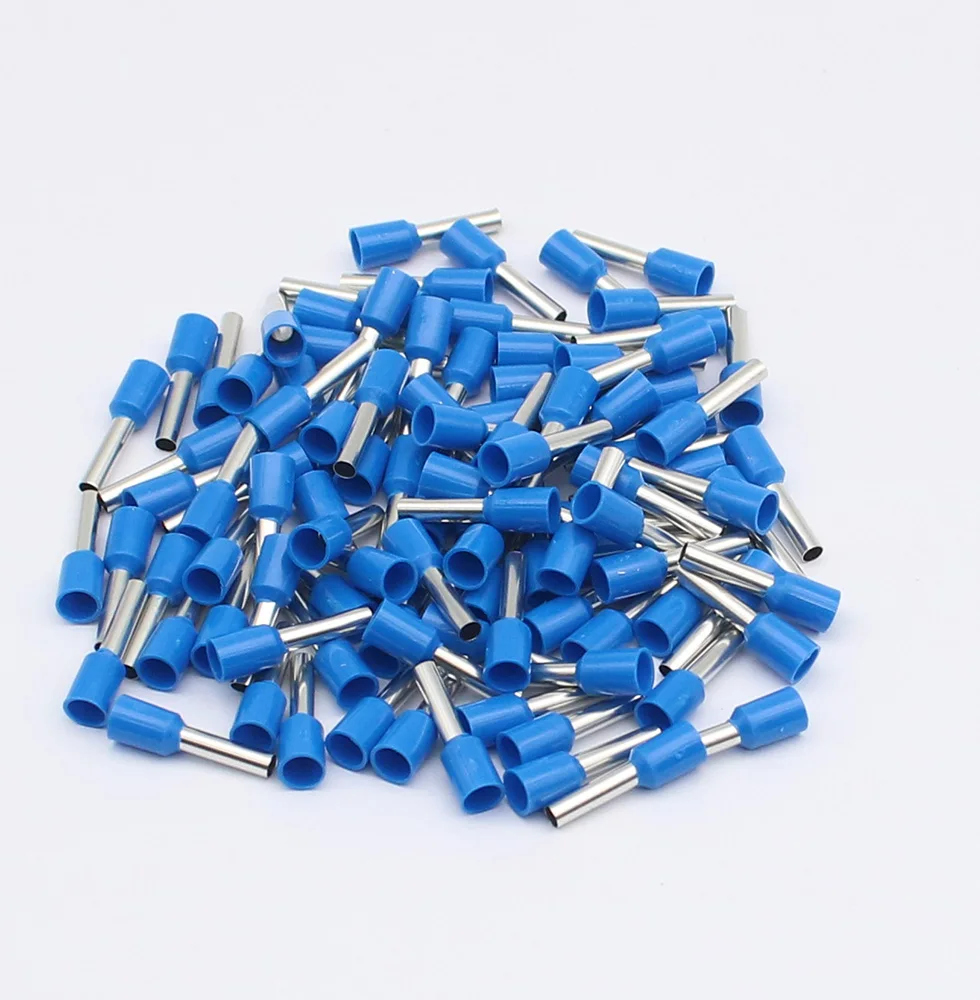 100pcs/Pack E0508 E7508 E1008 E1508 E2508 Insulated Ferrules Terminal Block Cord End Wire Connector Electrical Crimp Terminator