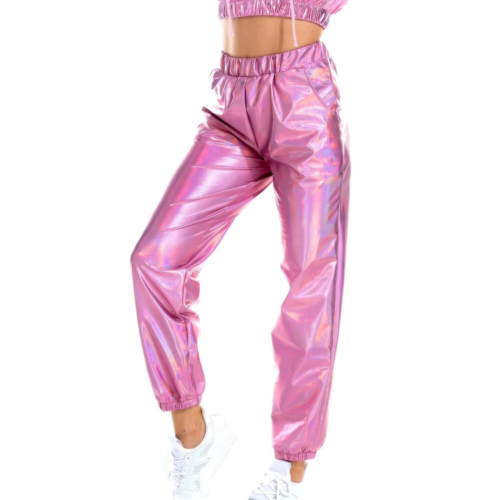 

Women'S Shiny Trousers Elastic Sports Trousers Leisure Trousers Sweatpants Jogging Bottoms Stretch Leggings Party Disco Clubwear